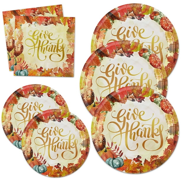Homlouue Thanksgiving Fall Paper Plates and Napkins for 50 People Thanksgiving Party Supplies