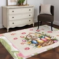 thumbnail image 3 of 3'x5' Rug for Living Room Bedroom, Easter Washable Area Rugs Non-Slip Carpet Mats, Retro Spring Bunny Colorful Eggs Flowers Leaves Indoor Low Pile Area Rug Runner for Kitchen, Mudroom, 3 of 8