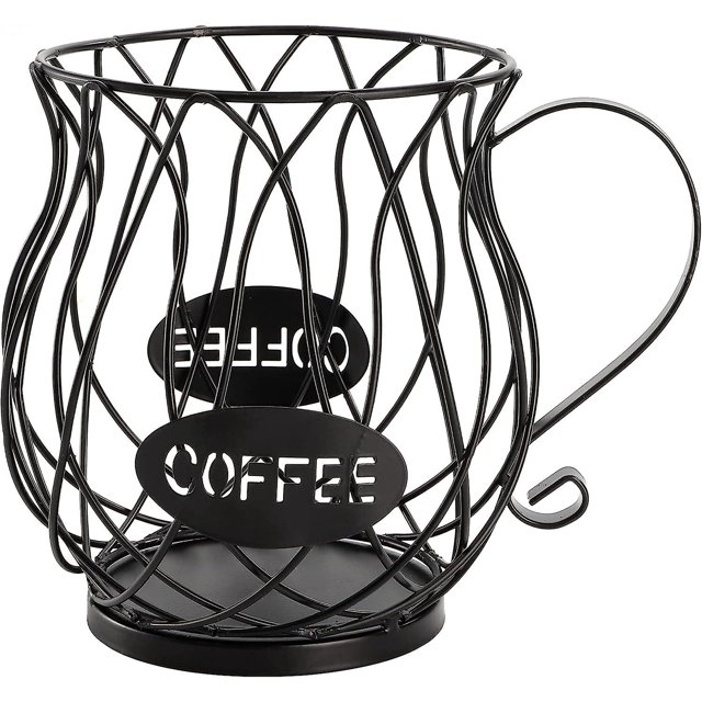 Soporte para cápsulas de café y taza organizadora, almacenamiento de cápsulas de café expreso de metal de gran capacidad para el hogar, cafetería, hotel, cesta de cápsulas de café K Cup para