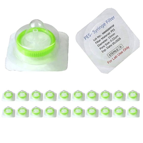 Filtro de Jeringa Labfil PES 0.22um 33mm Empaquetado Individualmente Paquete de 20