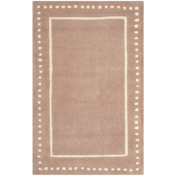 SAFAVIEH Bella Danita Plain Dotted Bordered Wool Area Rug, Beige/Ivory, 2'3" x 5'