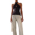 thumbnail image 1 of Mialoley Women's Summer Fashion Tank Tops Solid Color Sleeveless Open Back Halter Neck Ruched Tops, 1 of 8