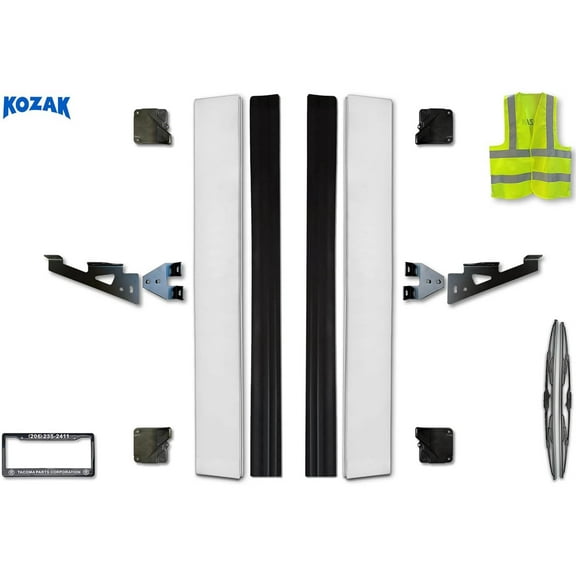 Bottom Cabin Wing Fairings Narrow w/Stripes & Brackets Set Compatible with Freightliner Cascadia 2008-2017