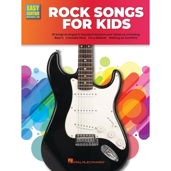 Rock Guitar Songs for Kids: Easy Guitar with Notes & Tab Songbook, (Paperback)