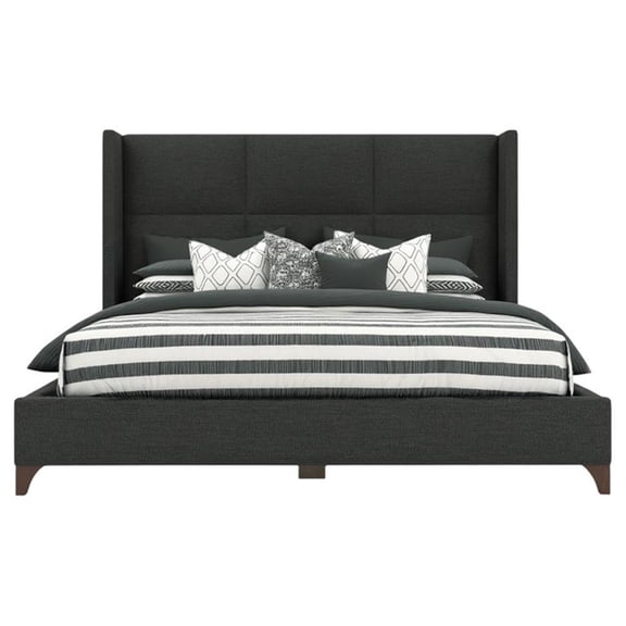Bowery Hill Modern Upholstered King Bed in Charcoal Performance Fabric