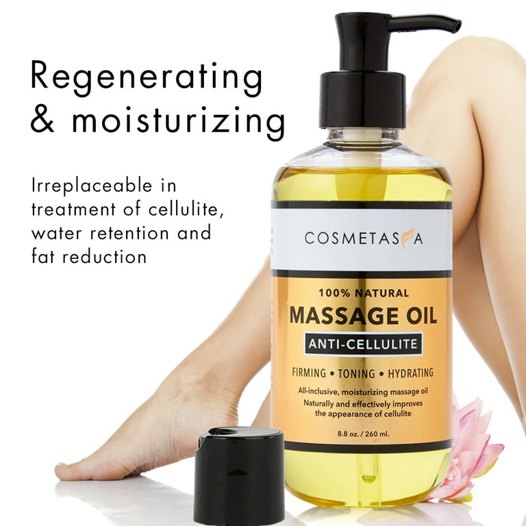 Cosmetasa Anti-Cellulite Massage Oil, Hot Cream Massage Gel & Mitt 8.8 oz