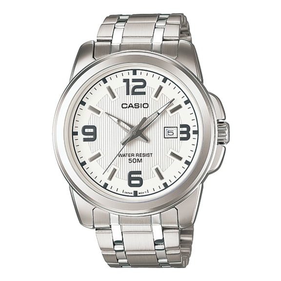 Casio Men’s White Dial Stainless Steel Bracelet Watch - MTP-1314D-7AV