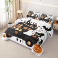 thumbnail image 3 of Homewish Halloween Haunted House Truck Bed Spread Queen, Gnome Pumpkin Queen Coverlet Set, Black Orange White, 3-Piece 1 Bedspread and 2 Pillowcases, 3 of 7