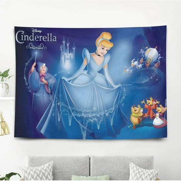 YOUJIANGYUN Cinderella Princess-Theme Anti-pilling Tapestry Gift Wall Hanging Backdrop for Room Bedroom Girls Fans Background Banner Party Birthday Supplies Decor