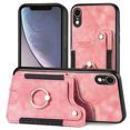 thumbnail image 4 of Nalacover For iPhone XR Case Ring Holder Kickstand with Credit Card Holder, Back Flip Premium Leather Magnetic Clasp Removable Wirst Hand Strap Cover For iPhone XR, Pink, 4 of 14