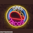 thumbnail image 2 of Craftnamesign Open Tacos Neon Sign, Mexican Restaurant Wall Decor, Tacos Shop Wall Art, 2 of 4
