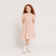 thumbnail image 3 of LittleSpring Little Girls Pink Dress Peter Pan Collar School Uniform Dresses Casual Short Sleeve Solid Size 6, 3 of 6