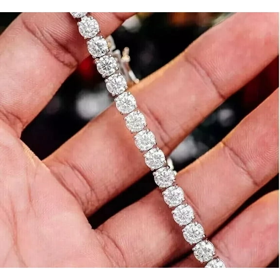 Beautiful 3MM 9ct Round Cut Lab-Created Diamond Women's Tennis Bracelet In 14k White Gold Plated 7" 925 Silver