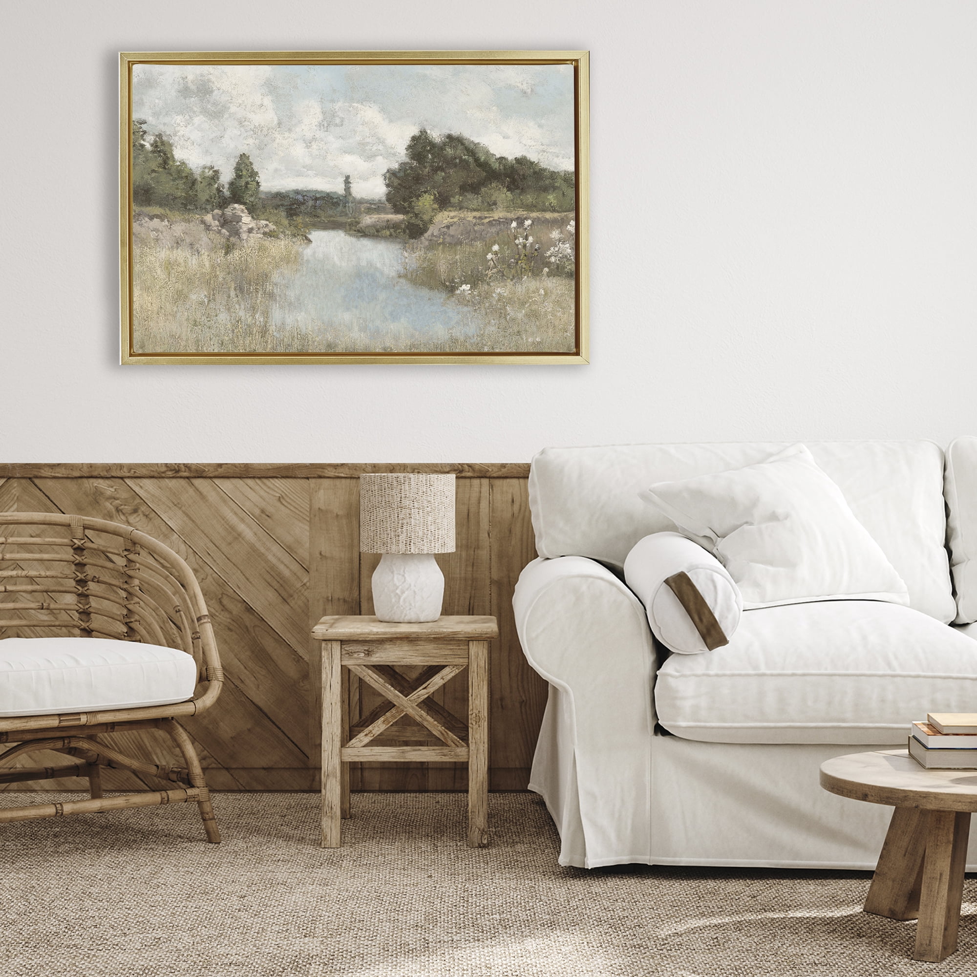 Stupell Industries Dawn At The Shore Gold Framed Floater Canvas Wall Art, design by Christy McKee