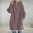 thumbnail image 4 of Monday Clearance ! Juebong Women's Solid Color Hoodie Zipper Long Sleeve Sweatshirts Long Coat Tops With Pockets, 4 of 5
