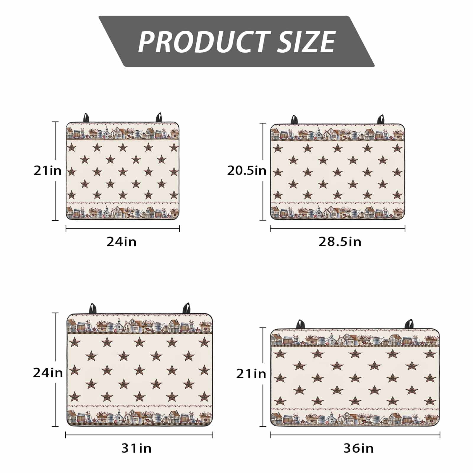 Star Rustic Stove Top Cover for Electric Stove, Heat-proof & Non Slip Glass Top Stove Cover Protector, Farmhouse Country Star Barn Berry Brown Kitchen Flat Cooktop Rubber Mat 24x21 Inches
