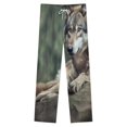 thumbnail image 4 of Wolf Resting On Rock Winter Female Pants Flannel High Waist Women Pants Lady Warm Straight Leg Plush Trousers, 4 of 7
