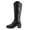 Black, variant on Rokment Fall Winter Wide Calf Knee High Boots for Women Black White Leather Chunky Mid Heel Dress Riding Long Tall Boots
