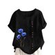 thumbnail image 1 of Vestidos Casuales Para Mujer, Blusas De Mujer De Moda Blusa informal de lino con cuello redondo y manga corta con botones para mujer, talla grande, estampada, 1 of 4