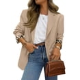 thumbnail image 6 of Women's Single Button Blazer Casual Long Sleeve Fashion Outerwear Khaki L, 6 of 6