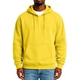 thumbnail image 5 of Pullover Hooded Sweatshirt for Men Classic Long Sleeve Solid Color Drawstring Hoodie Top Yellow 2XL, 5 of 5