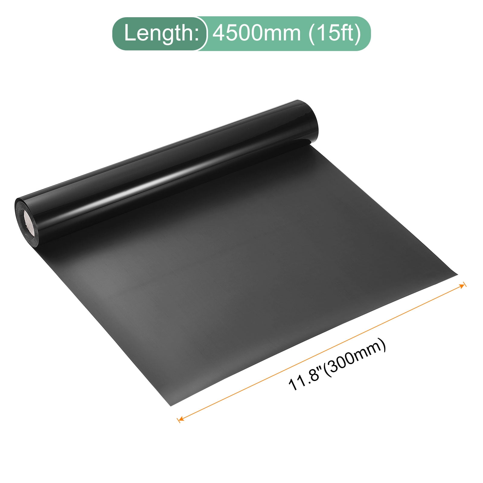 Uxcell HTV Heat Transfer Vinyl 11.8" x 15ft PU Bright Black Iron on Vinyl for All Cutter Machine, Easy to Cut & Weed