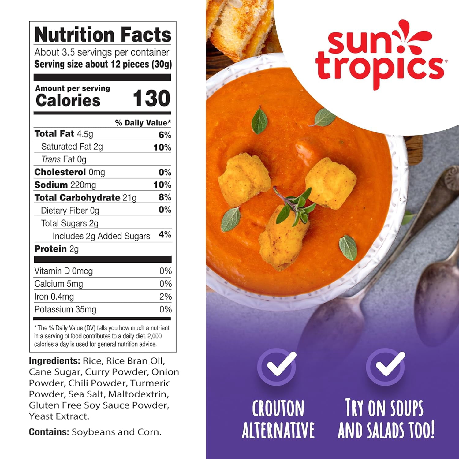 (Pack of 12), Sun Tropics Golden Curry Mochi Snack Bites, 3.5 oz