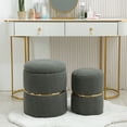 thumbnail image 5 of Furniliving  Grey Round Footstool Storage Ottoman Footrest Modern Upholstered  Vanity Stool , Pack of 2, 5 of 9