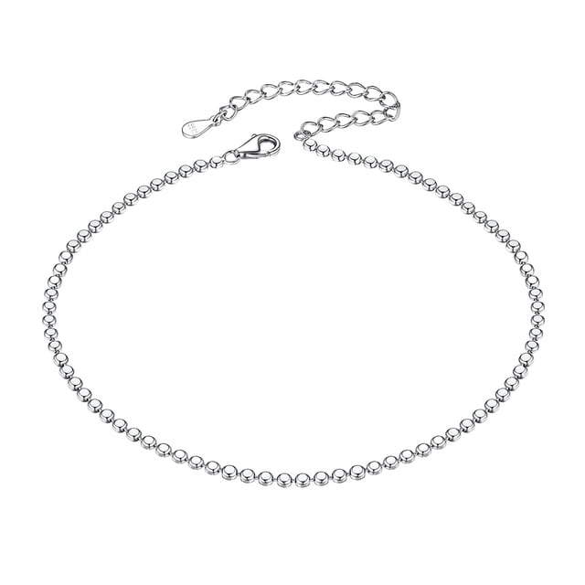 Pulsera de tobillo Silvora Tobillera de plata esterlina para mujeres y niñas con cuentas planas