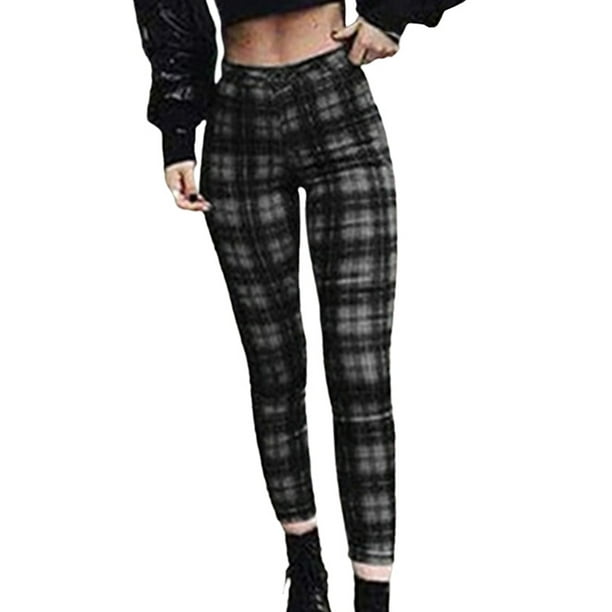 Leggings de mujer Pantalones de entrenamiento de cintura alta Pantalones de jogging Deportes casuales Medias activas Pantalones a cuadros