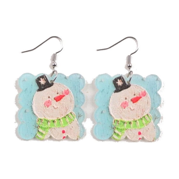Pendientes colgantes con temática navideña: bonitos pendientes acrílicos con forma de Papá Noel o muñeco de nieve para fiestas navideñas, joyas festivas ligeras para mujeres y adolescentes.