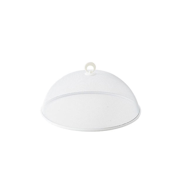 Matsuzay Cubierta para alimentos, mano de obra, accesorios multiusos para el hogar, tienda antivoladora, utensilios de cocina, pantalla redonda, Mostrada Blanco
