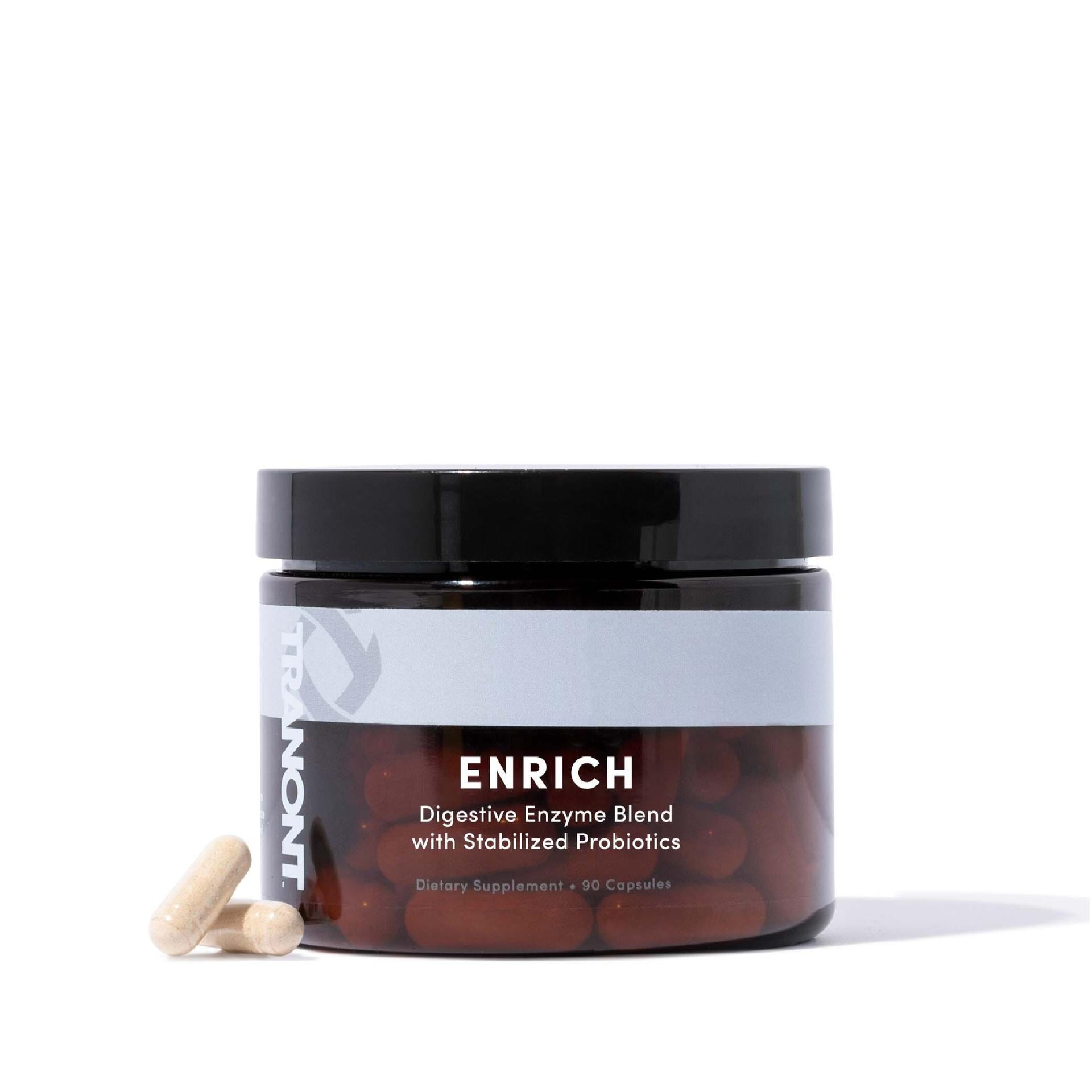 Tranont Enrich Advanced Digestive Enzyme Blend with Stabilized Probiotics, 90 Capsules