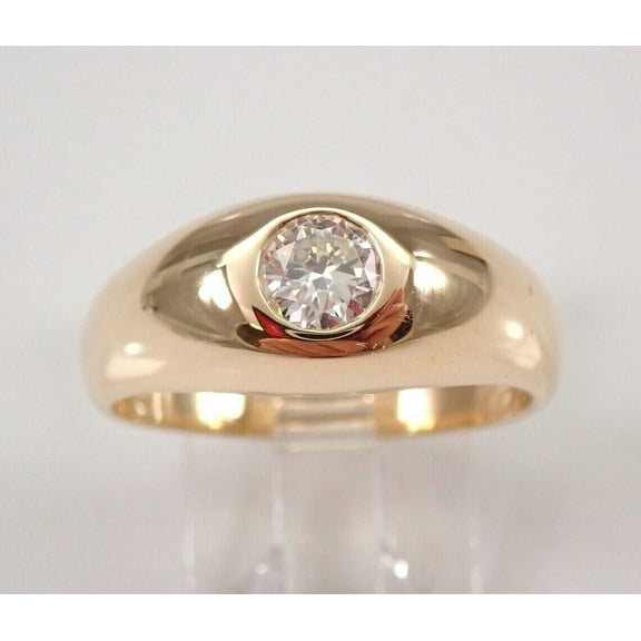 Men Engagement Ring 14K Yellow Gold Plated 1.7 Ct Round Diamond