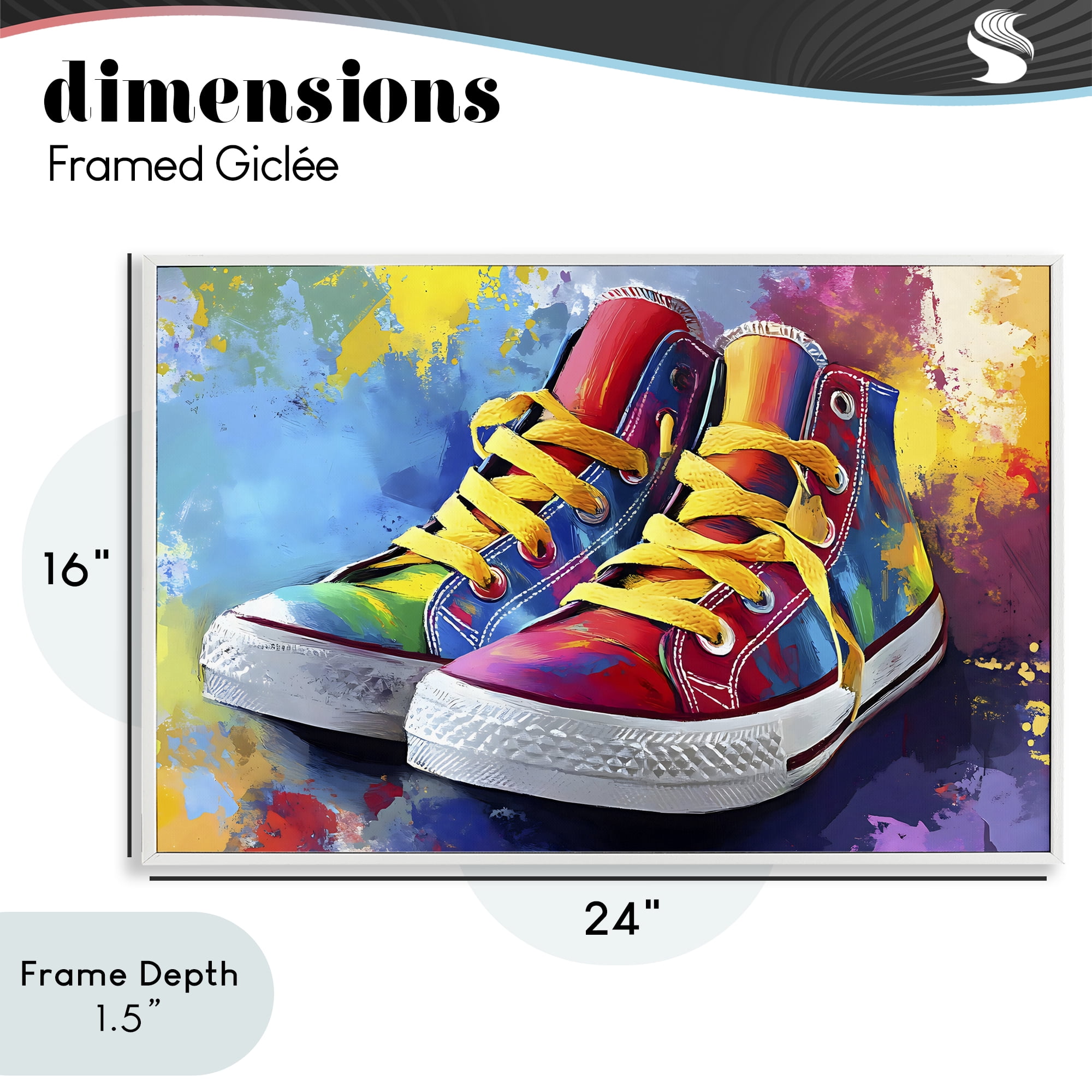 Stupell Industries High Tops with Yellow Laces White Framed Giclee Art, design by Creative Studio