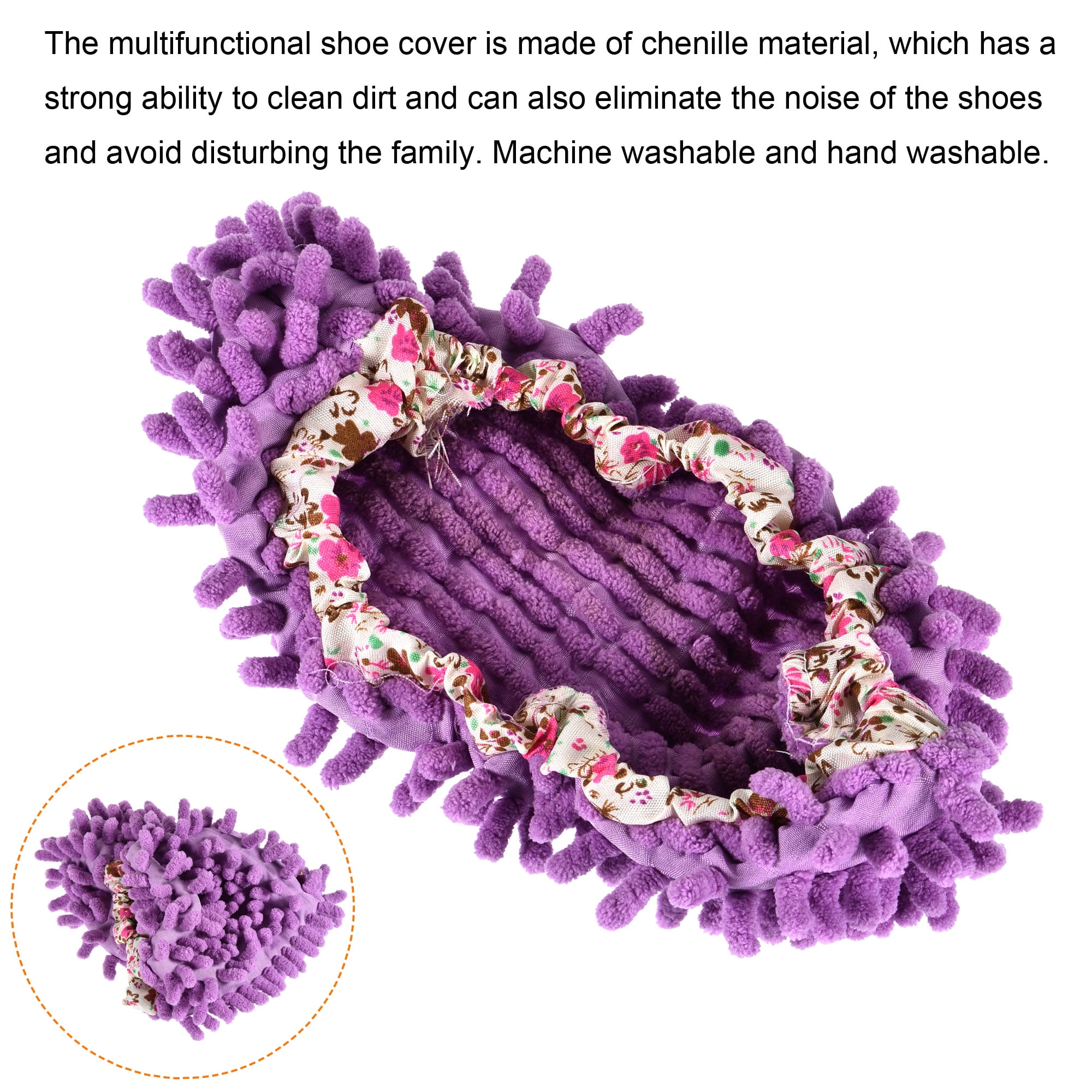 Unique Bargains Shoes Cover Multifunction Chenille Microfiber Mop Purple