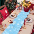 thumbnail image 4 of 71 x 13.8 Inch Christmas Table Runner, Light Blue with White Snowflake Pattern for Winter Holiday Dining Table, Kitchen, Coffee Table, and Xmas Party Decorations, 4 of 7
