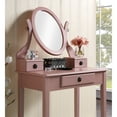 thumbnail image 2 of Wood Makeup Vanity And Stool, Rose Gold Tone - 3 Drawers For Storage, Adjustable Oval Mirror, Flawless Tabletop Cosmetics, Upholstered Stool Seat Table , Drawer Wooden Ample Beauty Products, Soft, 2 of 3