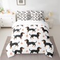 thumbnail image 2 of Feelyou Brown Dachshund Twin Bedding Sets 7-Piece, Cartoon Dog Pug Bedding Comforter Set, Cute Pet Paw Sheet Sets, Microfiber Bedroom Decorative, 2 of 7