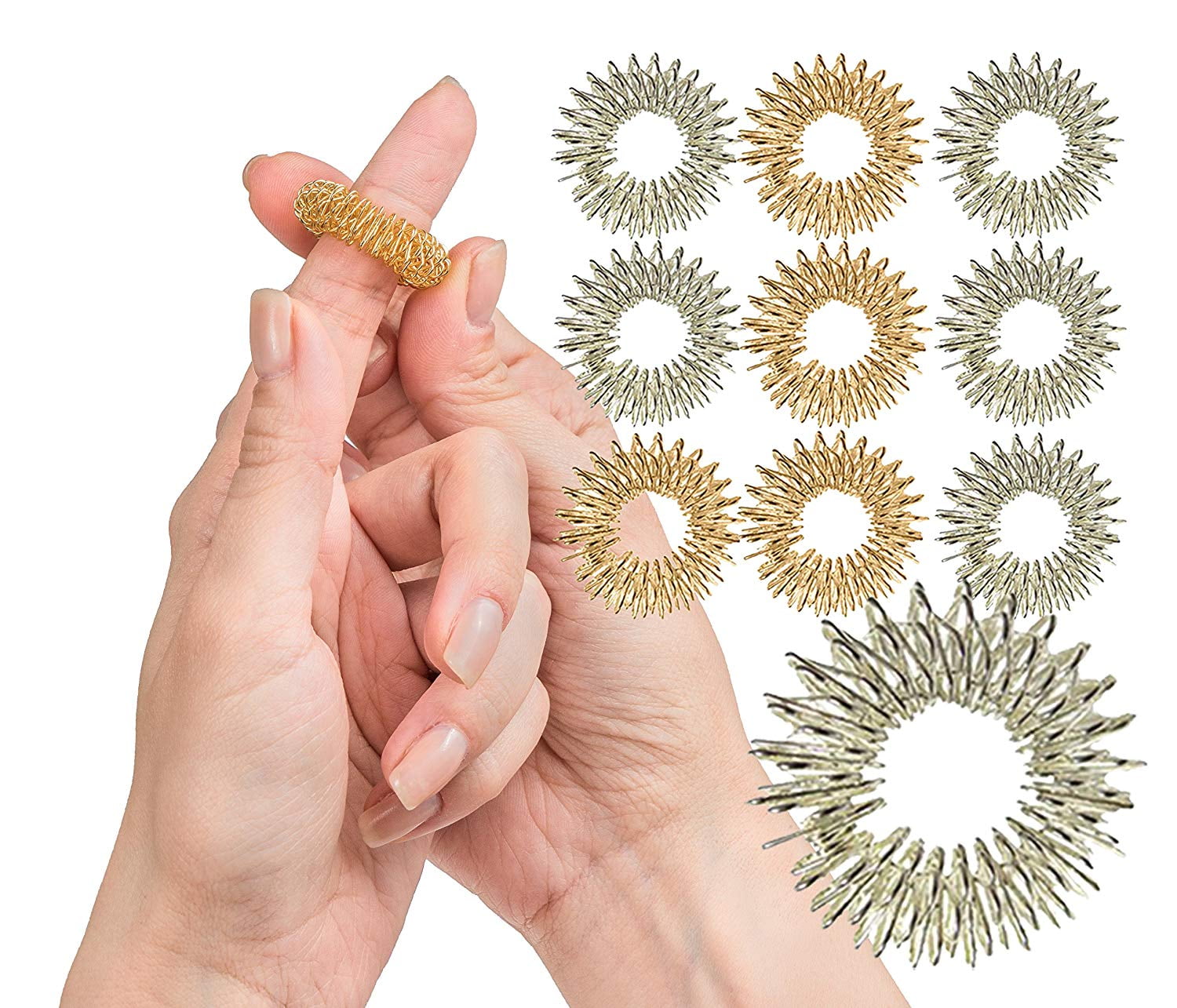 5x Finger Massage Rings Spiky Sensory Hand Fingers Acupressure Massager Ring NEW 