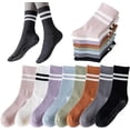thumbnail image 1 of 8 pares de calcetines largos de yoga con agarre para mujer, calcetines antideslizantes de yoga y pilates, ideales para deportes interiores, yoga, pilates y ballet, 1 of 8