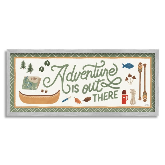 Stupell Industries Adventure Out There Calligraphy Sign Autumn Cabin Theme , 30 x 13, Design by Laura Marshall