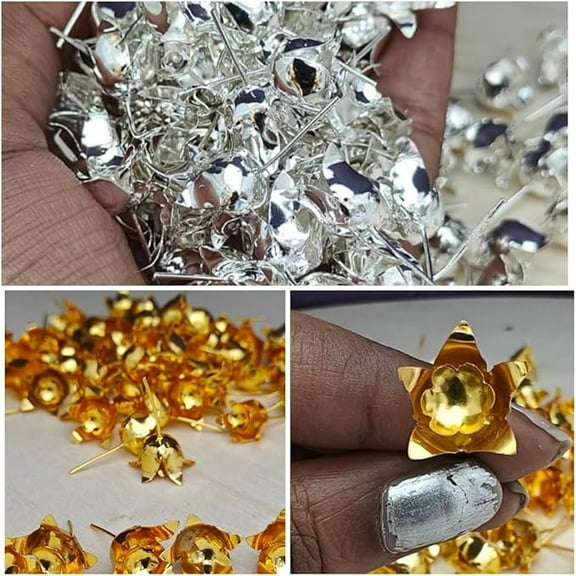 german silver golden and silver flower pooja flowers set of 108 flowers each set for pooja