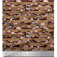 thumbnail image 1 of Soimoi polyester Crepe Fabric Diagonal Stripe & Cat Face Animal Print Sewing Fabric Yard 52 Inch Wide, 1 of 1