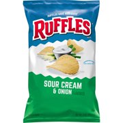 2X - Ruffles Potato Chips Sour Cream & Onion Bag, 8 Oz