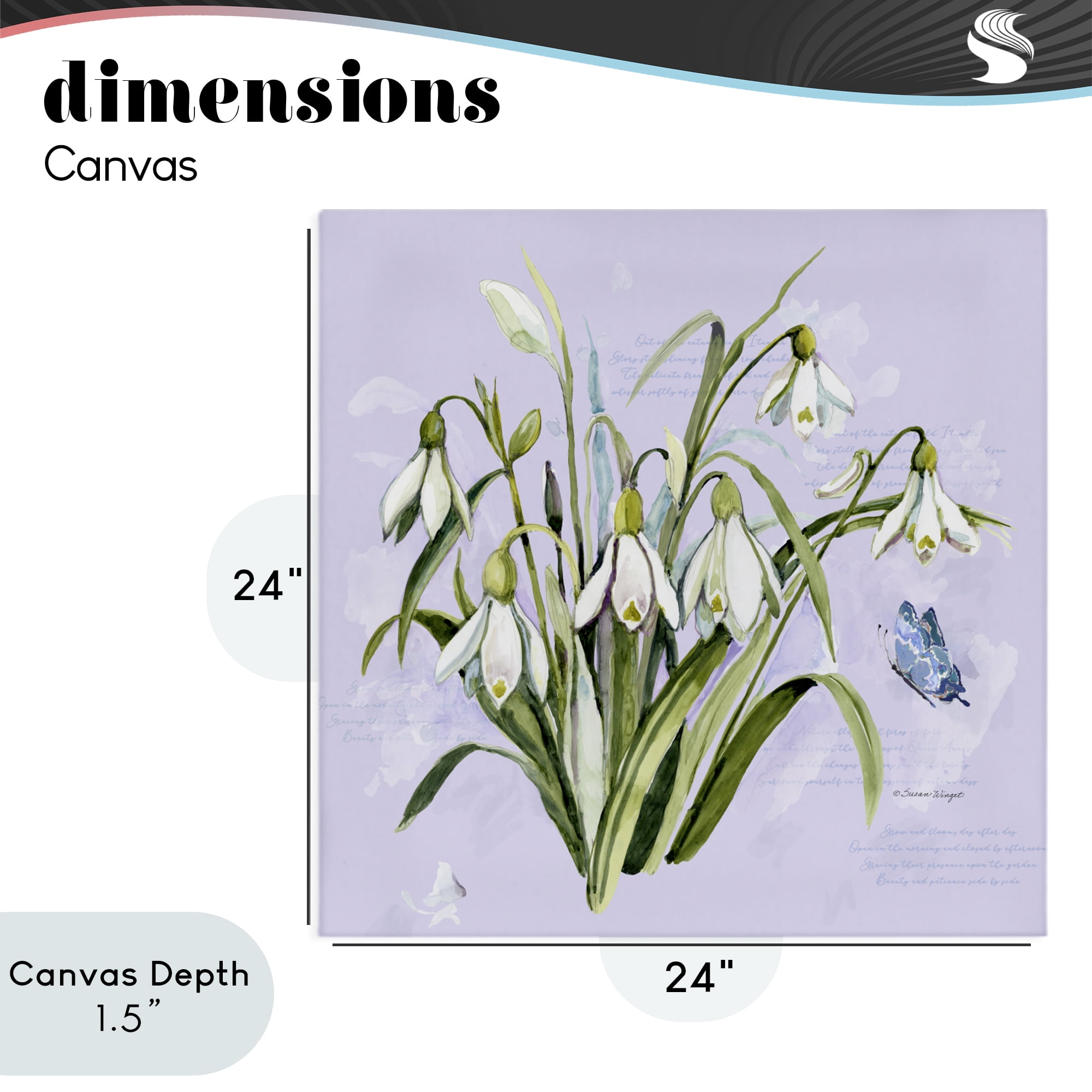 Stupell Industries Snowdrops with Vintage Writings Canvas Wall Art, design by Susan Winget