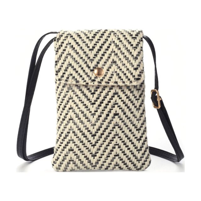 Hukapapa Messenger bag bolso femenino tejido de paja bolso para teléfono móvil
