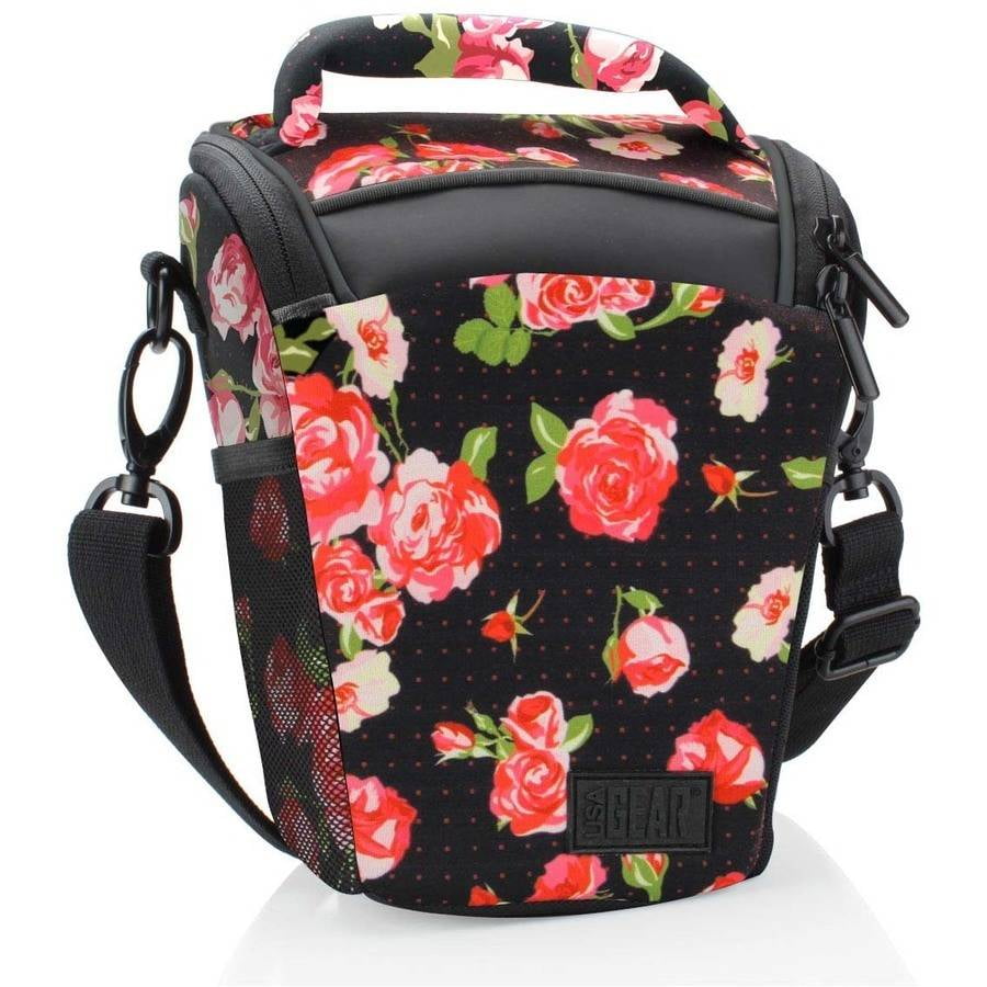 floral camera backpack