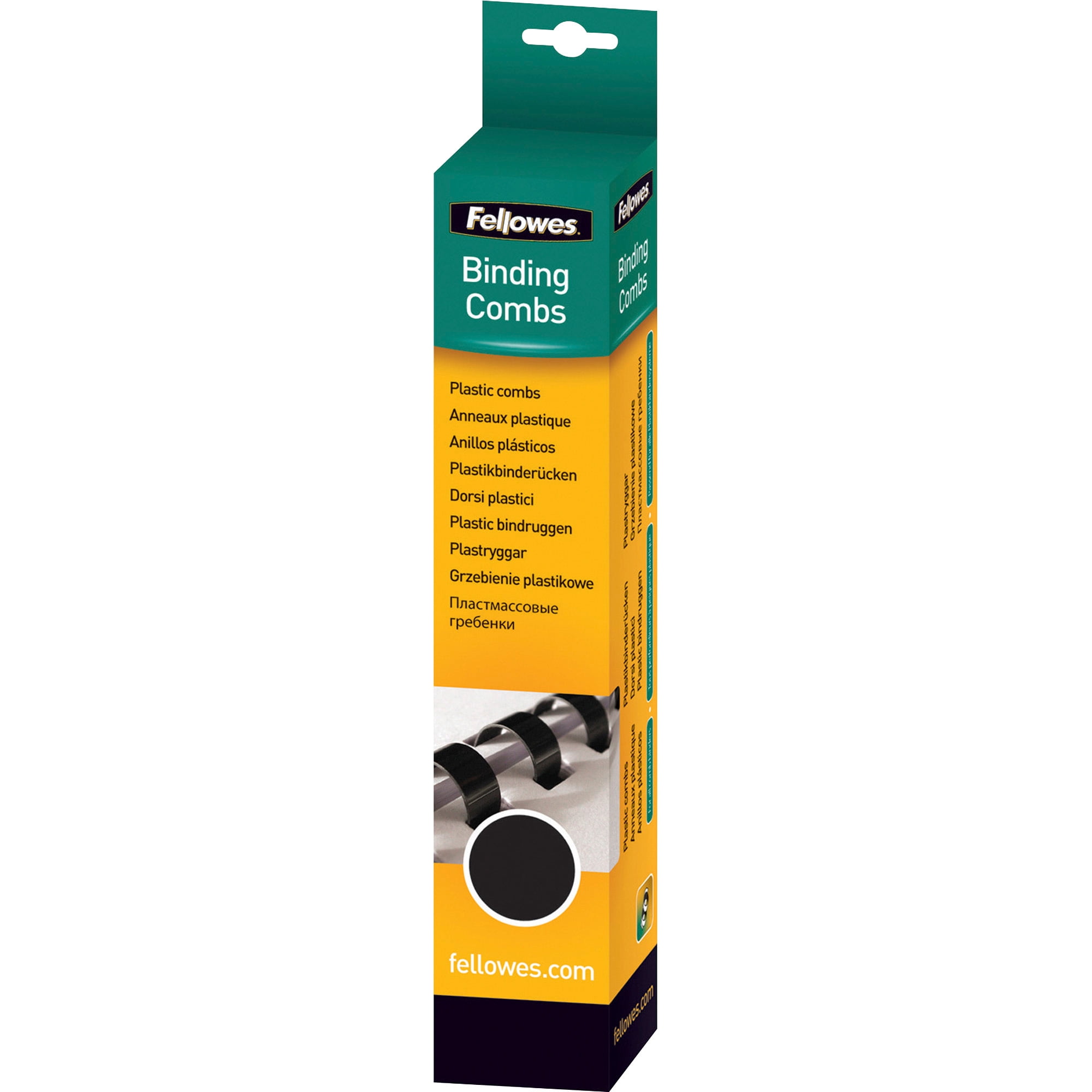 Fellowes, FEL52323, 19-ring Plastic Comb Binding, 25 / Pack, Black