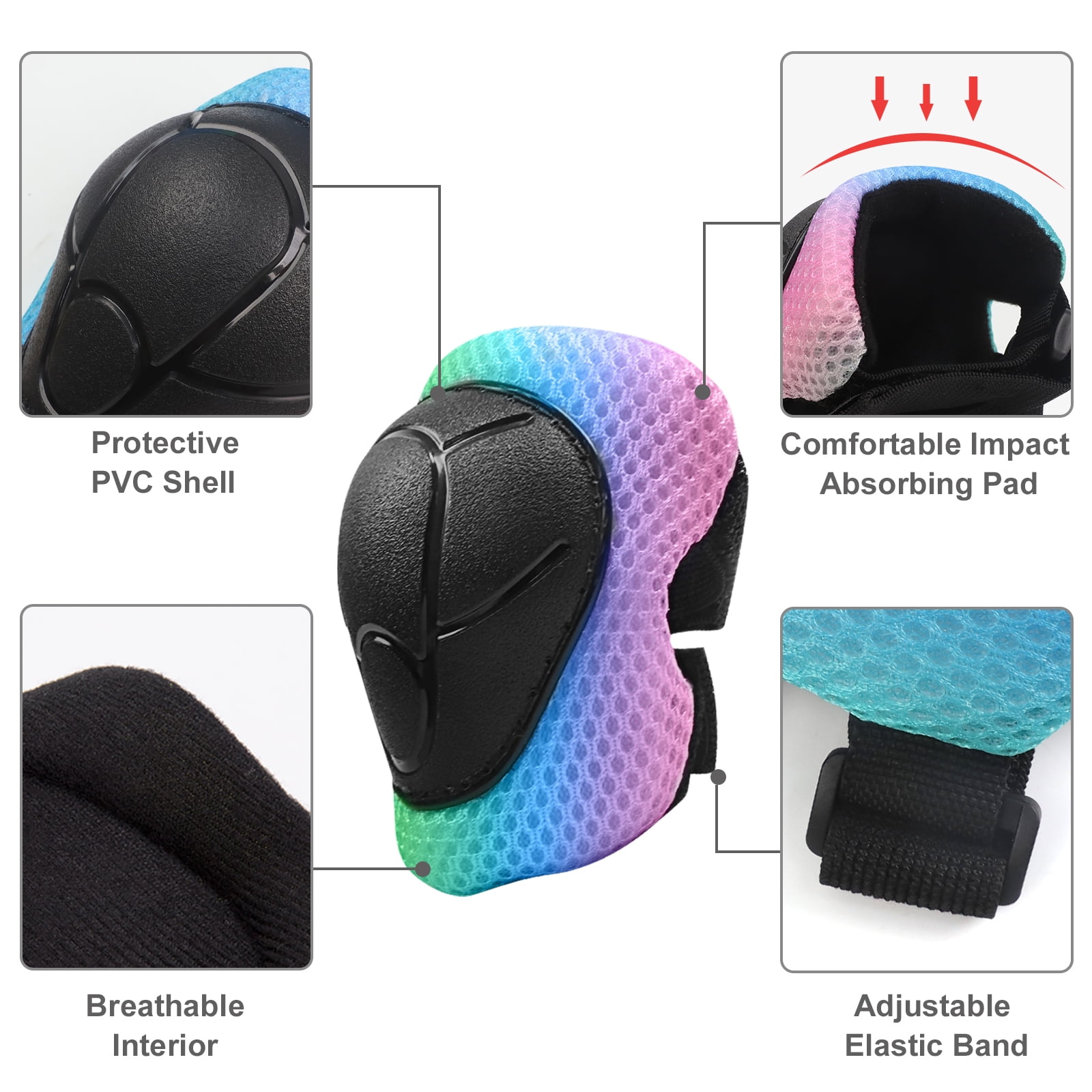 Wdmiya Kids Helmet, Toddler Bike Helmet, Cycling Helmet with Knee Pads Elbow Pads Wrist Guards, Baby Multi-Sport Adjustable Skateboard Helmet for Kids Boys Girls gifts Helmet for Age 2+, Colorful, S
